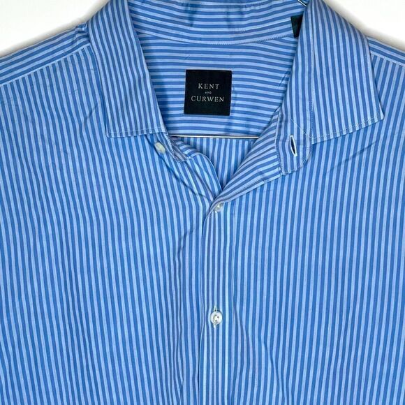 XXL Kent and Curwen Blue-White Striped LS Shirt - Picture 4 of 6